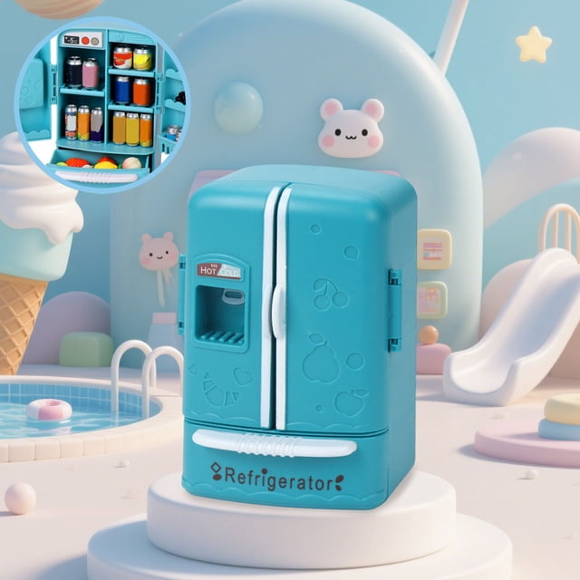 Miniature Food Toy Simulation Mini Refrigerator Doll House Kitchen Scene Decoration Funny Children's Play Simulation Refrigerator Kitchen Toy
