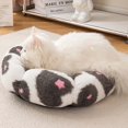 thumbnail image 4 of Staron Petit Lit pour Chien (Blanc), Petit Lit pour Animal Lavable pour Petits Chiens et Chats, Lit Coussin en Peluche Courte Réchauffant Douillet Doux Confort Lits Ronds pour Chats d'Intérieur 40x40 cm, 4 of 5