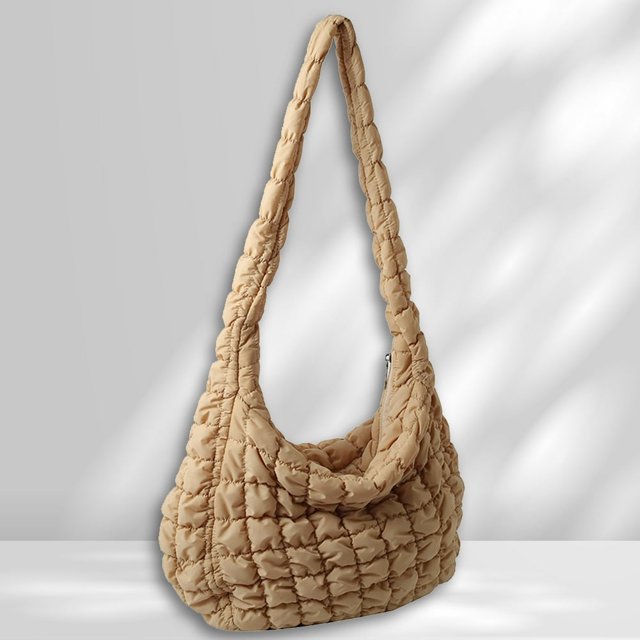 Large Capacity Hobo Bag Solid Color Quilted Satchel Bags for Women Birthday Gift