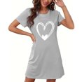 thumbnail image 4 of Amzcrzy Pyjamas pour Femmes Mode Imprimé Cœur Robe Valentines Day Décontractée Confortable Manches Courtes Chemises de Nuit pour Femmes Cadeaux Valentines Day, 4 of 5