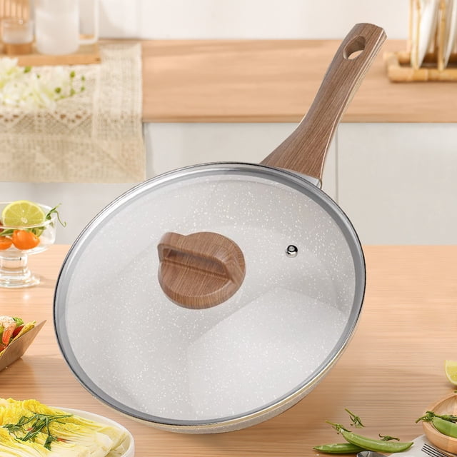Chmadoxn Gadgets de Cuisine, Accessoires de Cuisine, Poêle à Frire en Céramique Antiadhésive avec Couvercle Poêle à Omelette Compatible Induction Poêle à Omelette avec Poignée Résistante à la Chaleur et à l'Usure Poêle à Frire Antiadhésive