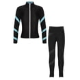 thumbnail image 1 of Yeahdor Kids Girls 2 Piece Figure Skating Training Suit Long Sleeve Zipper Jacket And Rhinestone Leggings Set Light Blue 8, 1 of 7