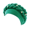 thumbnail image 2 of Fashion Women Beading Braid Hat Muslim Ruffle Cancer Wrap Cap Sleep Caps Satin Lined Hair Bonnets, 2 of 2
