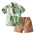 thumbnail image 1 of Ensemble Décontracté Garçon Manches Courtes Col Rond Imprimé Chemises+pantalons Courts Deux Pièces, 1 of 10