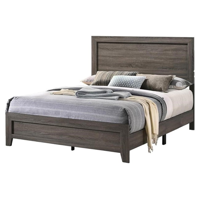 Rustic Queen Sized Bed in Gray Wood