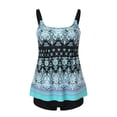 thumbnail image 1 of VEKDONE Two Piece Swimsuits for Women Plus Tankini Tummy Control Bathing Suit Ruffles Tankini Top with Bikini Bottoms Blue,M, 1 of 4