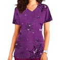 thumbnail image 2 of RKSTN Women Tops Short Sleeve V-neck Tops Working Uniform Halloween Printed with Pockets Blouse Scrub Tops, 2 of 5