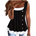 thumbnail image 1 of Chbgutlmr Hauts pour Femmes Grande Taille Col Rond Sans Manches à Boutons Froncé Patchwork Débardeur Ample à Blocs de Couleur, 1 of 6
