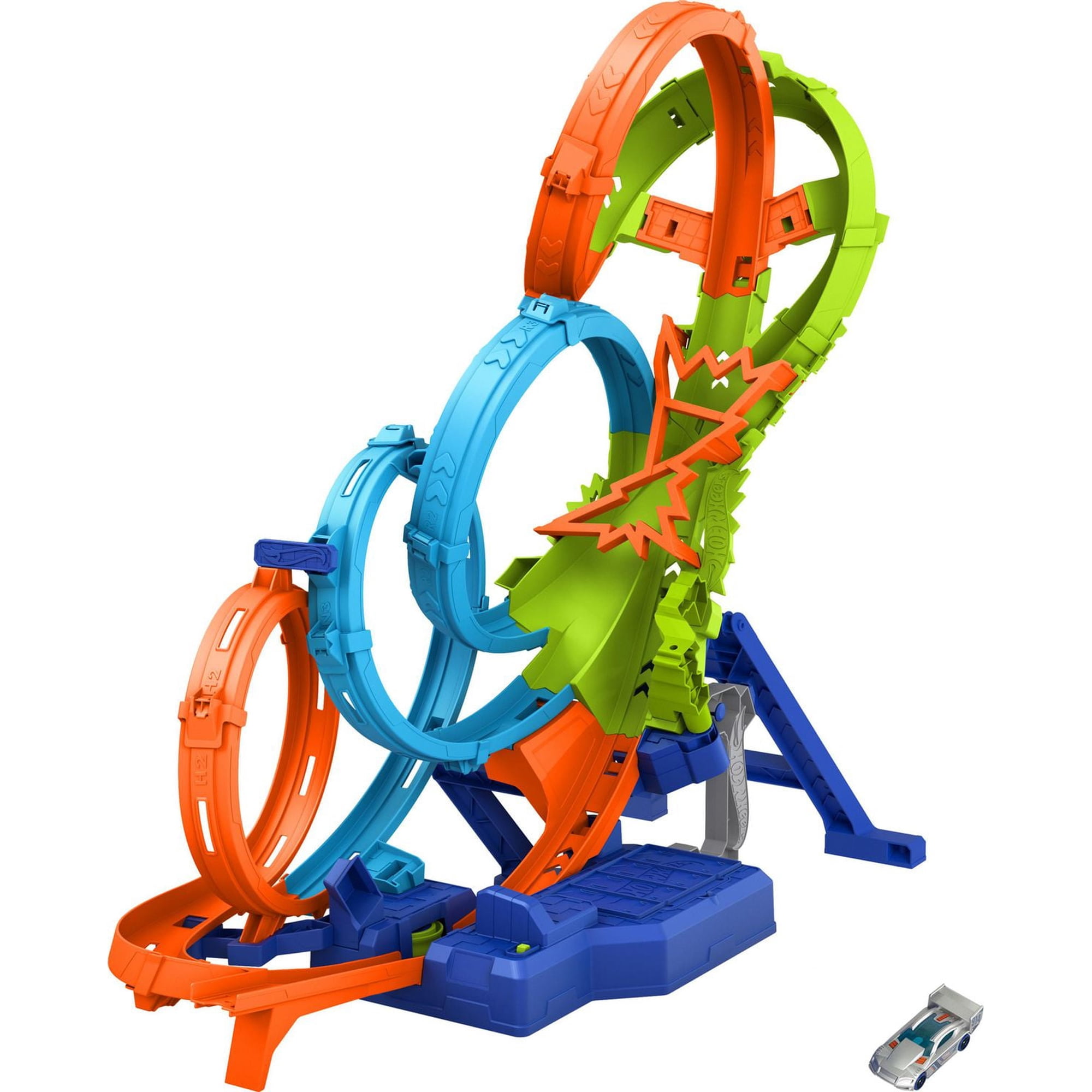 Hot Wheels Action 4-Loop Crash Out Track Set with Motorized