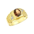 thumbnail image 4 of RYLOS Men's Rings Yellow Gold Plated Silver Designer Nugget Ring Oval 9X7MM Gemstone &  Diamonds  Smoky Quartz Birthstone Rings For Man Size 9, 4 of 7