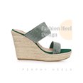 thumbnail image 3 of BLISSFUL STEP Platform Rhinestones Espadrille Wedge Sandals for Women Green (Size 5.5), 3 of 4