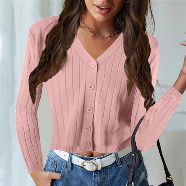 LOVZFMLL Cardigan pour Femmes Mode et Hiver Décontracté Manche Chandail Blouse Cardigan Uni