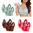 thumbnail image 1 of Pisexur 2PC Womens Bras No Underwire Full Coverage Front Closure Everyday Bras Set Solid Color Oversized Push Up Bra Comfort Seamless Nursing Bras for Breastfeeding Plus Size Bras, 1 of 3
