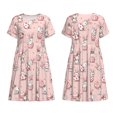 thumbnail image 3 of Bixox Women's Short Sleeve Summer Dress Loose Swing Knee Length Dresses with Pockets-Easter Rabbit, 3 of 7