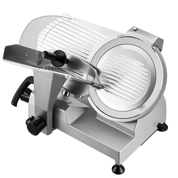 KFFKFF Commercial Meat Slicer, 400W Electric Cutter, Removable 12" Carbon Steel Blade and Food Tray, 0-0.59" Adjustable Thickness Food Slicer Machine, ETL Approved