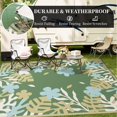 thumbnail image 3 of Outdoor Rug 8x10 ft Outdoor Carpet Camping Mat-Modern Floral & Leaf Rugs Reversible Mat Plastic Straw Rugs for Patio Camping RV Porch Balcony Backyard Picnic Deck Beach Green&Beige, 3 of 7