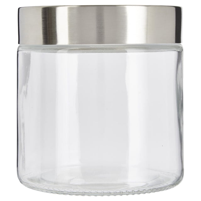 Main Stays Bocal en Verre Petit avec Corps en Verre Transparent et Couvercle Hermétique en Acier Inoxydable Brossé, Conçu pour le Rangement et l'Organisation des Aliments de Cuisine, Convient Aussi au Rangement d'Artisanat Ou de Fournitures de Bureau.