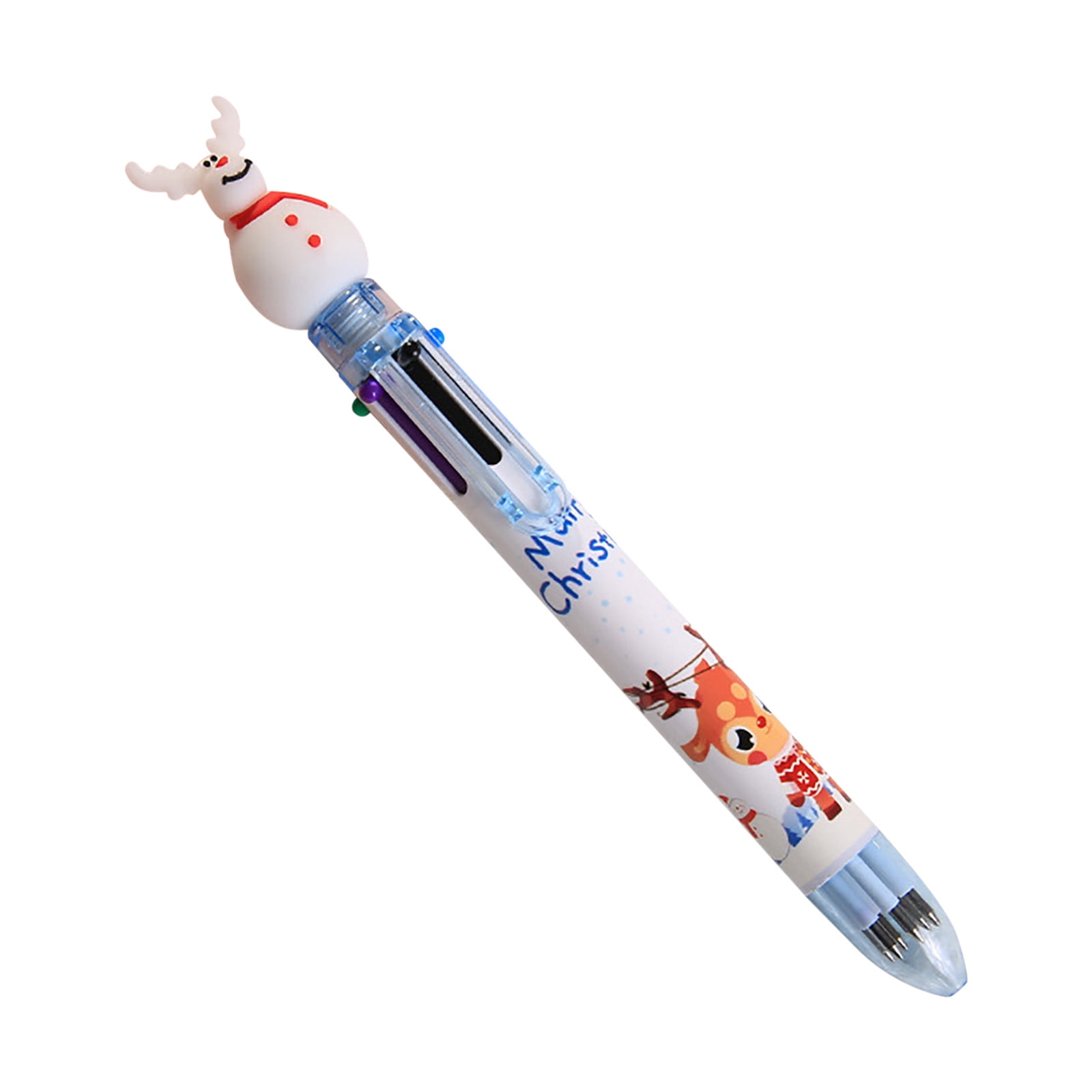 Airpow Personalized Pens Christmas Style 6-Color Ballpoint Pen Manually Press Multi-Color Ballpoint Pen Student Multi-Function Oil Pen Christmas Gift 1Ml Glitter Gel Pens