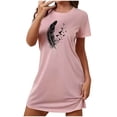 thumbnail image 1 of Tnhcen Robe Grande Taille à Imprimé Mignon, Manches Courtes, Col Rond, Vêtement de Nuit, Polyester Spandex Extensible, P-2TG, pour Détente Quotidienne/sommeil Confortable, 1 of 7