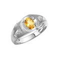 thumbnail image 3 of RYLOS Men's Rings Sterling Silver Rings Classic Designer Style 8X6MM Oval Gemstone & Diamond Ring Citrine November Birthstone Rings For Men Size 9, 3 of 7