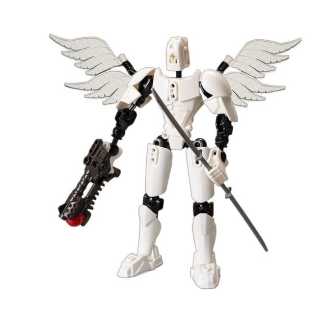 White Action Figure Robot Toy With 13 Movable Joints And Wings 3D Printed Model Kit For Diy Customization And Stress Relief 6 Inches Tall