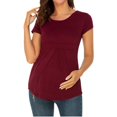 thumbnail image 5 of Vêtements de Grossesse Offres de l'Action de Grâce Liquidation Été Vêtements de Maternité pour Femmes Col Rond Manches Courtes Volants Pli Hauts de Grossesse, 5 of 5