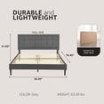 thumbnail image 2 of DeCoro Mornington Upholstered 2.0 Platform Bed w/ Metal Frame, Light Grey, Full, 2 of 9