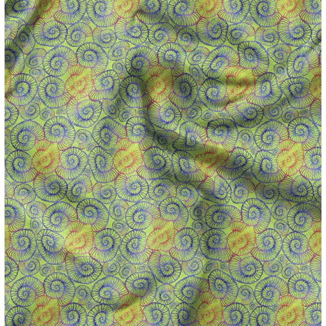 Soimoi Rayon Fabric Shells Ocean Print Fabric by the Yard 56 Inch Wide