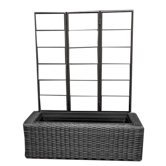 Grapevine Resin Wicker Planter with Trellis, Black
