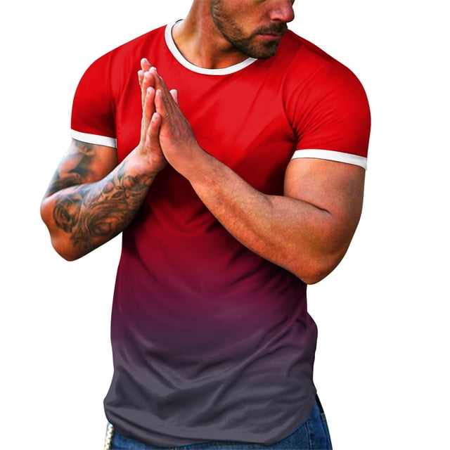 BOBOGOJP T-Shirts à Col Rond pour Hommes Manches Courtes Été Tee-Shirt Décontracté Ample (Rose Vif,L)