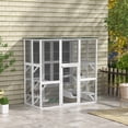 thumbnail image 2 of PawHut Grande Cage Extérieure en Bois pour Chat Blanche, 2 of 10