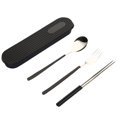 thumbnail image 1 of 1 Set Cutlery Spoon Fork Food Grade Mirror Polish Smooth Edge Reusable Heat-Resistant Dinning Stainless Steel Spoon Fork Chopsticks Flatware with Storage Box Set for Home, 1 of 8