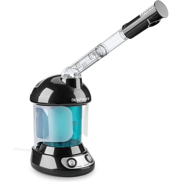 DENFANY Nano Ion Hot Mist Facial Steamer with Extendable arm and 360° Rotatable Sprayer for Personal Care at Home or Salon (Black)