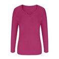 thumbnail image 3 of FAIWAD Womens V Neck Ribbed Knit Tops Long Sleeve Basic Slim Knit Top Stretch Casual Crop Tops, 3 of 5