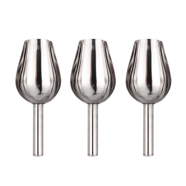 3 Pcs Pelle à Glace en Acier Inoxydable Pelle à Grains Multifonction Pelle à Farine Pelle à Riz pour Thé Bonbons Dessert Haricots Nourriture (22x8cm)