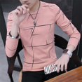thumbnail image 1 of Mens Crew Neck Print T-Shirt Blouse Pullover Long Sleeve Slim Fit Muscle Top, 1 of 7