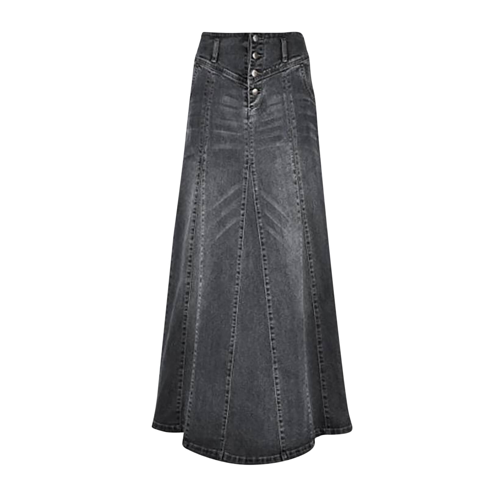 Kcodviy Jupe Rétro pour Femmes à Boutons d'Exposition à Paillettes pour Femmes, Emballée Fly, Hanche, Jupe de Lit Simple, Ligne A, Maxi Longue, Jupes en Denim pour Femmes, Jupe