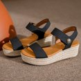 thumbnail image 2 of Chaussures en Paille pour Femmes à Plateforme à Bout Ouvert Antidérapantes à Talon Compensé Sable, 2 of 9