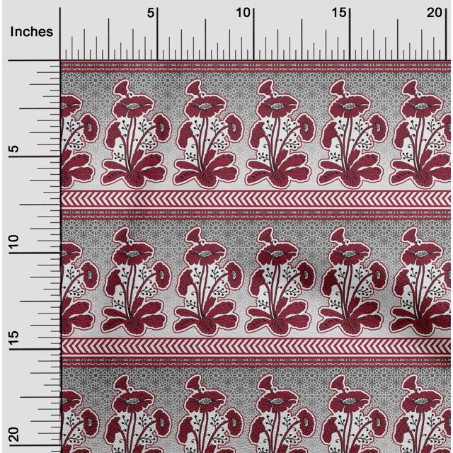 oneOone Polyester Lycra Medium Gray Fabric Geometric|Leaves & Floral Block Fabric For Sewing Printed Craft Fabric By The Yard 56 Inch Wide