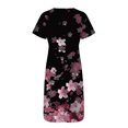 thumbnail image 5 of Ovzne Robes pour Femmes Robe de Plage Robe Unie Ample Décontractée à la Mode Imprimée à Manches Courtes à Col en V Robe Mi-Mollet à Manches Courtes à Col en V Robe Maxi Grande Taille à Manches Courtes P, 5 of 5