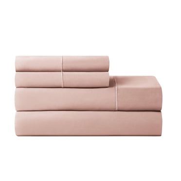 Hotel Style 4-Piece 600 Thread Count Pink Egyptian Cotton Adult Bed Sheet Set, Queen - Deep Pocket