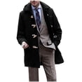 thumbnail image 4 of KIHOUT Men's Wool Blend Coat Button Notched Collar Single Breasted Pea Coat Trench Overcoat, 4 of 6