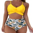 thumbnail image 1 of Female Two-Piece Bathing Suit  Spaghetti Strap Bikini Tops Leopard Print Bikini Panties Swimsuits Yellow L, 1 of 6
