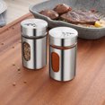 thumbnail image 1 of Bouteille Poivrière en Acier Inoxydable Verre Corps Mince Récipient d'Épices avec Fenêtre Transparente Outils de Barbecue, 1 of 5