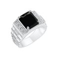 thumbnail image 2 of RYLOS Men's Rings 14K White Gold Designer Style 10X8MM Emerald Cut Shape Gemstone & Diamonds Onyx October Birthstone Rings For Men Size 13, 2 of 6