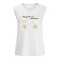 thumbnail image 4 of Pompotops T-Shirt Sans Manches à Col en V Décontracté à Imprimé pour Femme, Chandail, 4 of 5