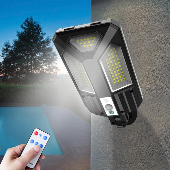 Feltree Solar Motion Sensor Security Lights with 10m Detection Range, Remote Control & 3 Intelligent Modes, IP65 Waterproof for Garden Yard Wall Fence