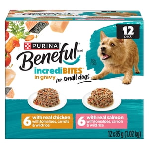 Beneful IncrediBites Chicken & Salmon in Gravy Variety Pack, Wet Dog Food 12 x 85 g