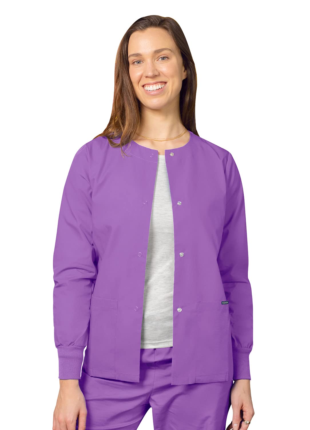 Adar Universal Women's Scrub Set - Warm-Up Scrub Jacket and Elastic Pull-On Pants