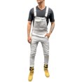thumbnail image 1 of VEKDONE 2025 Men's Casual Denim Bib Overalls Slim One-Piece Jumpsuits Washed Jeans Ripped Long Rompers Trousers A White,Small, 1 of 1